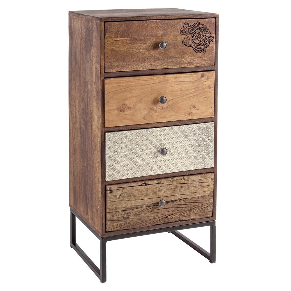 Abuja 4C - Kommode Vintage, aus Holz mit Eisenbeine, mit vier