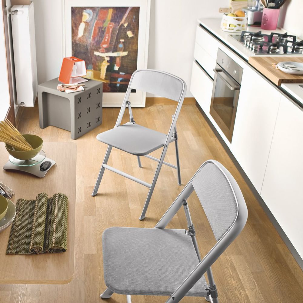 Sedia Pieghevole Grigia HOUSE COLLECTION - Leggera, Imbottita E Salvaspazio Per Interni Ed Esterni - Foto 7