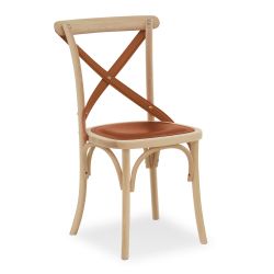 SE06C - Wiener Holzstuhl, mit Rückenlehne und Sitz aus Naturleder