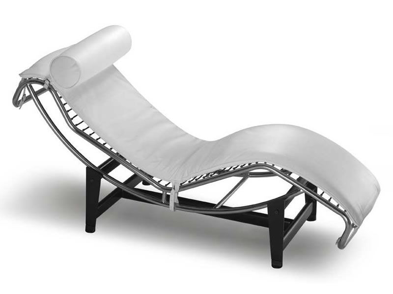 ML569 Chaise Longue di design in pelle bianca o nera Sediarreda