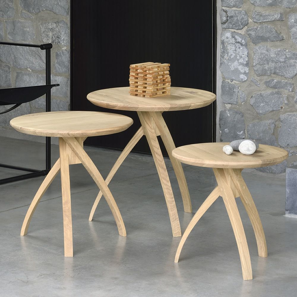 Twist Ethnicraft round wooden side table, different sizes available