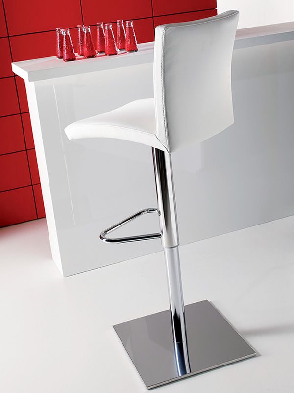 Soft - Höhenverstellbarer Hocker aus Metall, Sitzbezug aus Leder