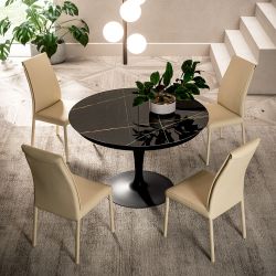 Eclipse Tavolo rotondo di Ozzio con piano allungabile in vetro