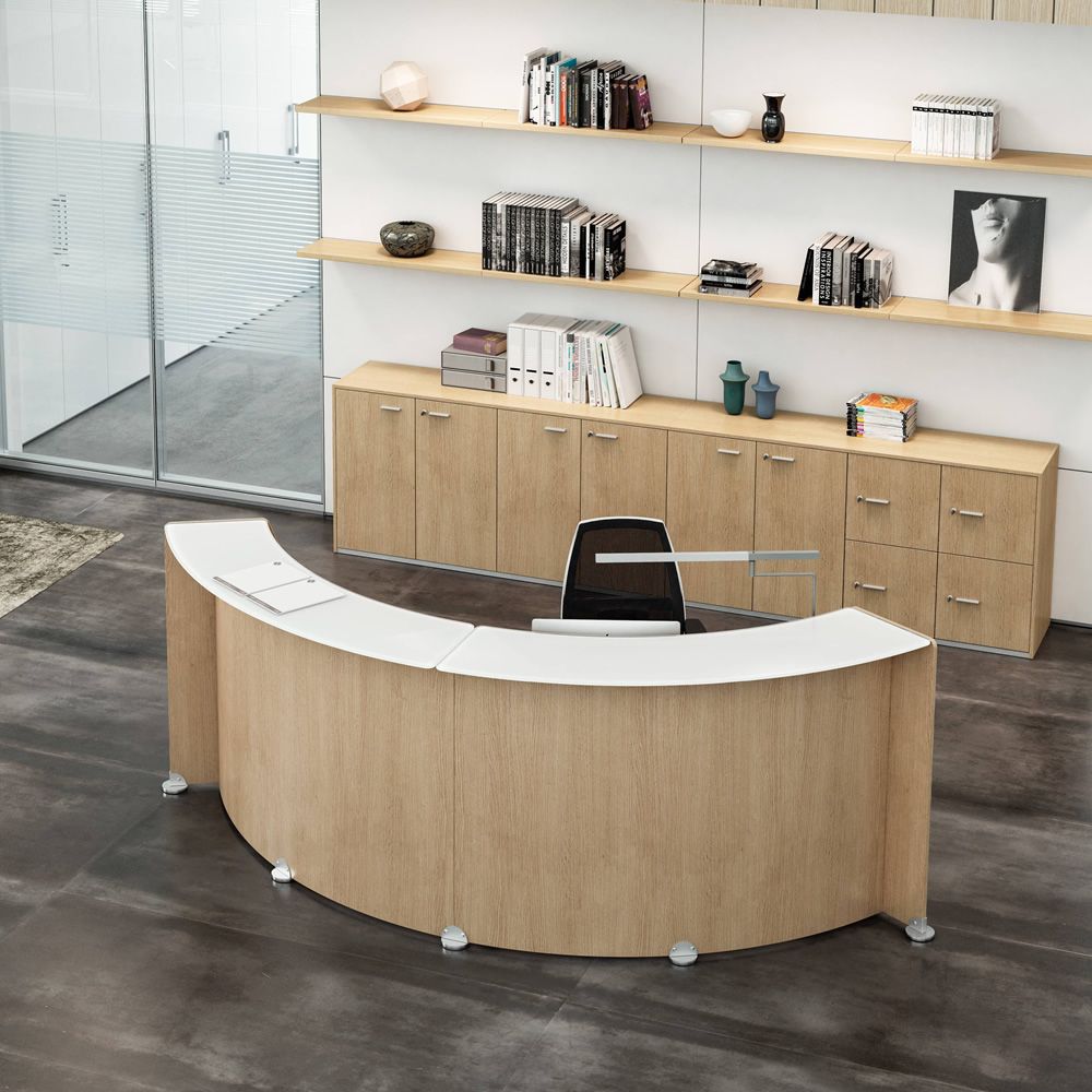 Reception Glass Office reception desk in wood, glass top Sediarreda Online sale