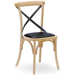 SE07 - Wiener Holzstuhl mit kreuz Rückenlehne, verschiedene Sitzfläche