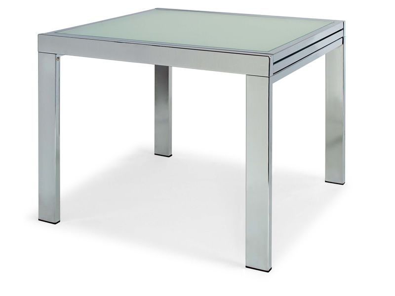 Vr90 tavolo allungabile in metallo con piano in vetro 90 for Tavolo allungabile vetro bianco