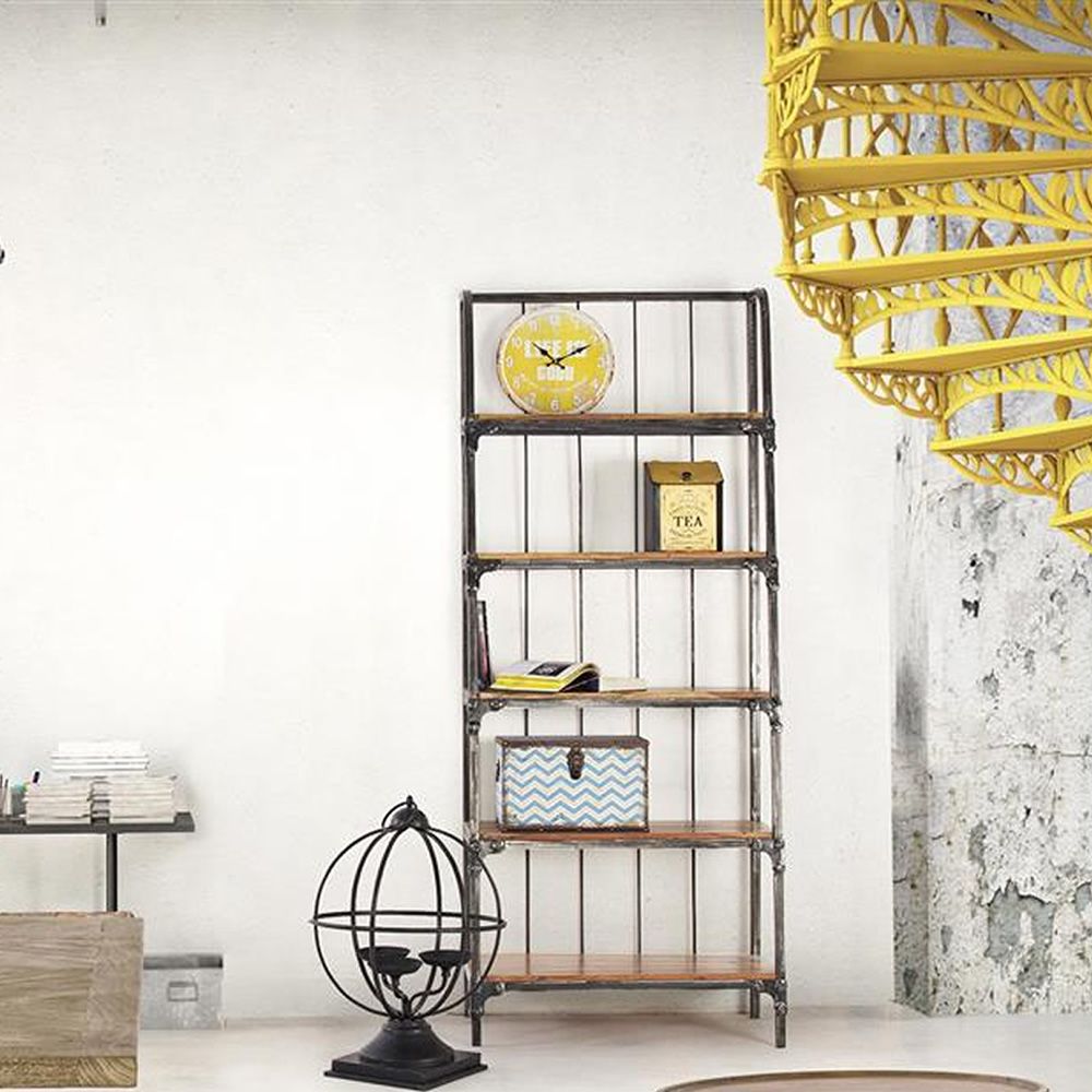 Accra Shelf Étagère ou bibliothèque Industrial Style, en métal avec tablettes en bois Sediarreda