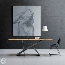 Emme Tavolo moderno in legno, piano in legno 200 x 110 cm