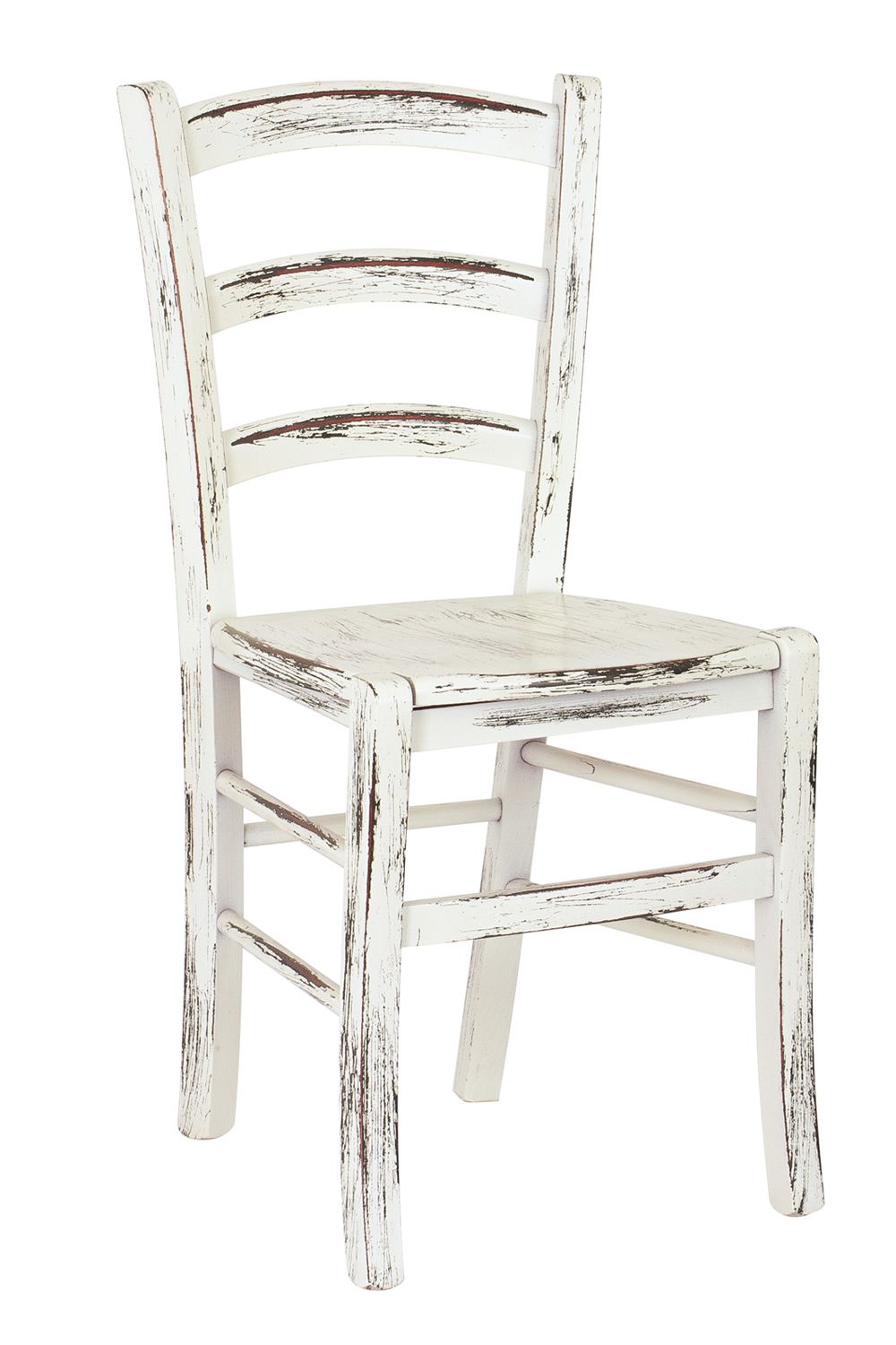 110 Scratch Rustic chair in white lacquered wood finish scratched