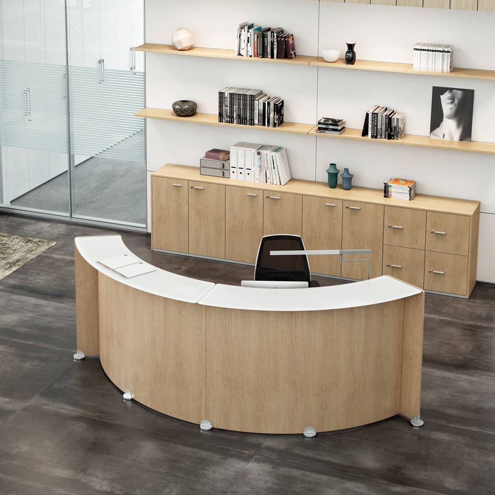 Reception glass banco per reception da ufficio in legno for Mobili da reception