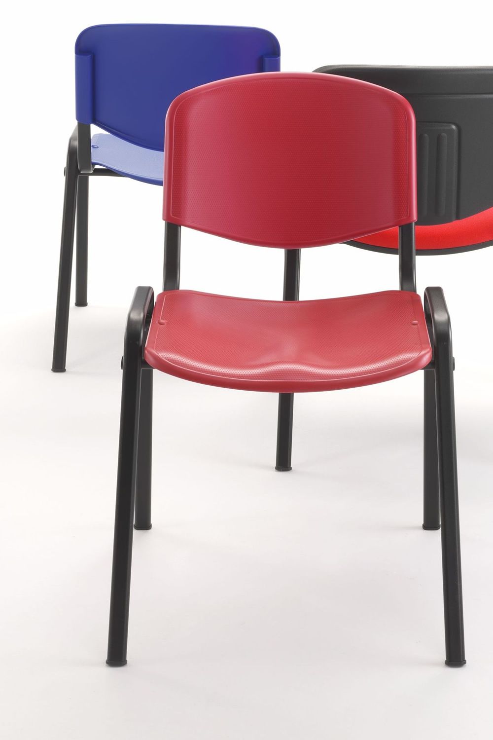 5 Sedie Da Ufficio ROSSO Da Conferenza Fissa Sala Da Attesa Riunione Convegni EB - Foto 6