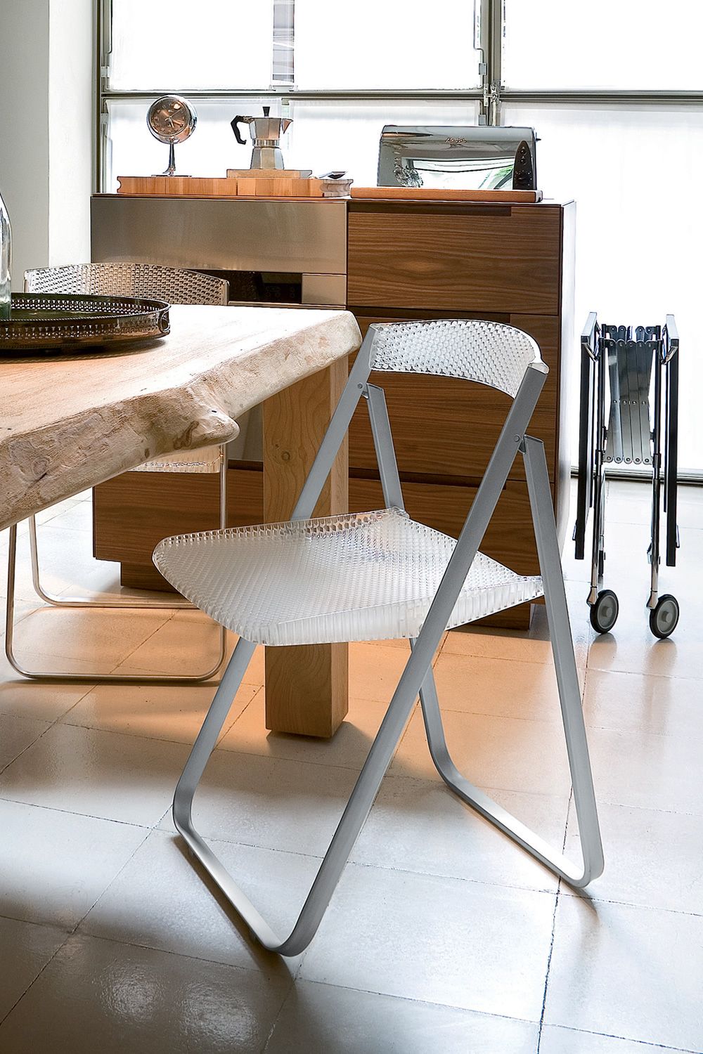 Folding chair Kartell, in alluminum with seat in