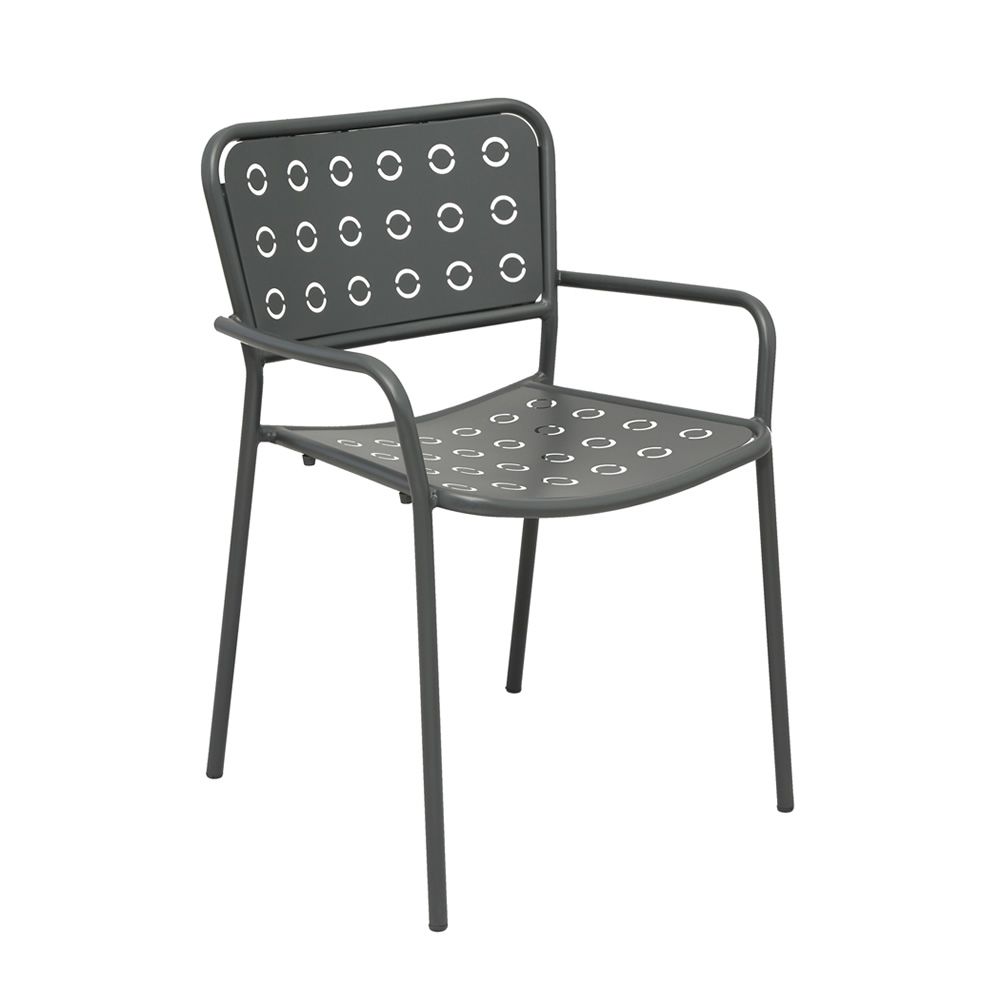 RIG75P Stackable metal chair with armrest, for garden