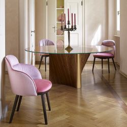 Clover Reverse Tavolo rotondo di Natisa con base in listelli di