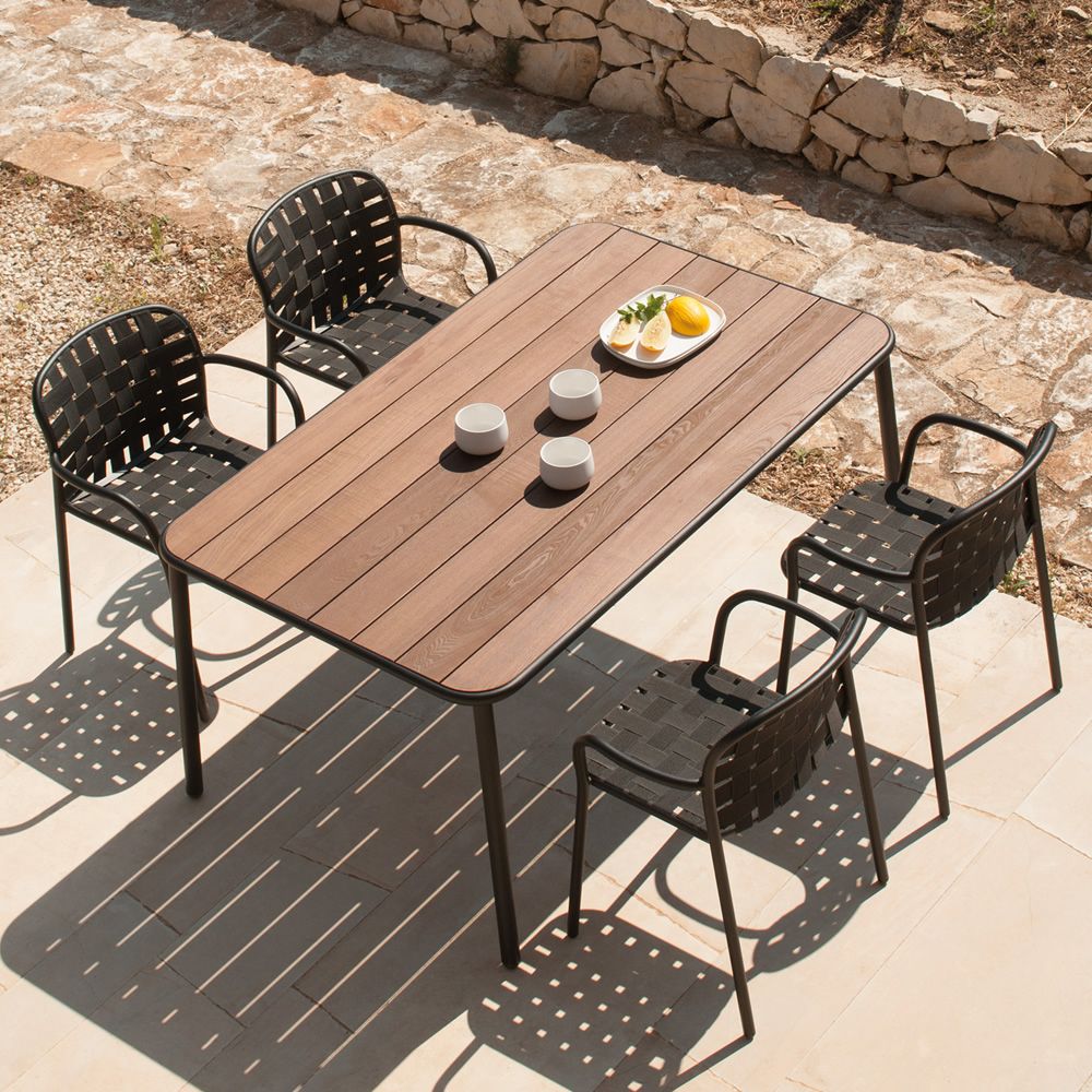 Yard T4 Emu table in aluminium, 160x97cm fix or extendable ash top