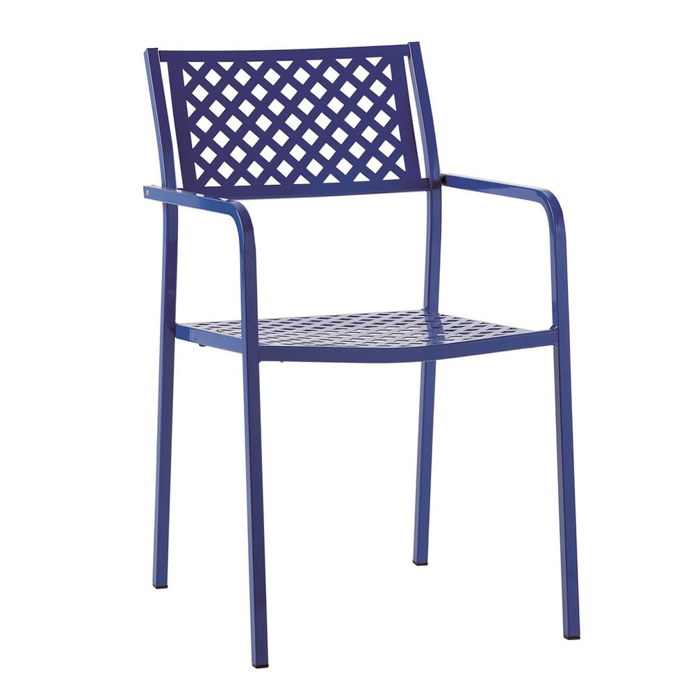 RIG17P - Silla con reposabrazos de metal, apilable, en distintos