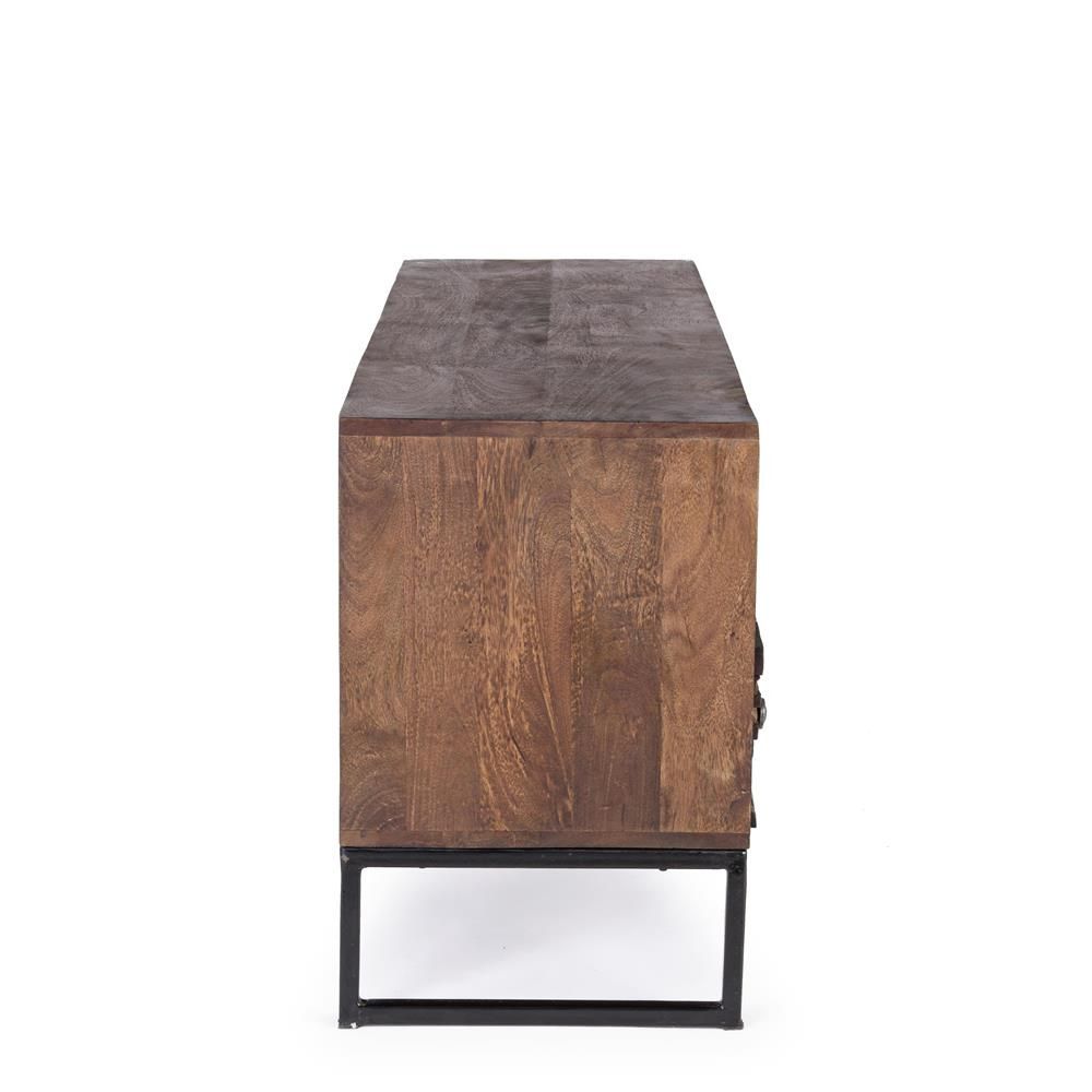 Abuja 2C Vintage low for living room, made of wood with iron