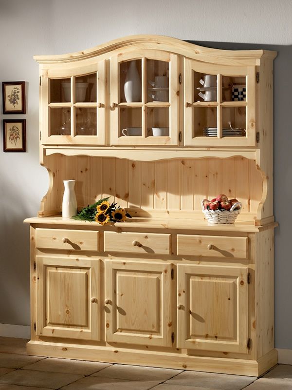 Vaduz 3 - Chinero rústico con tres puertas en madera de pino, en