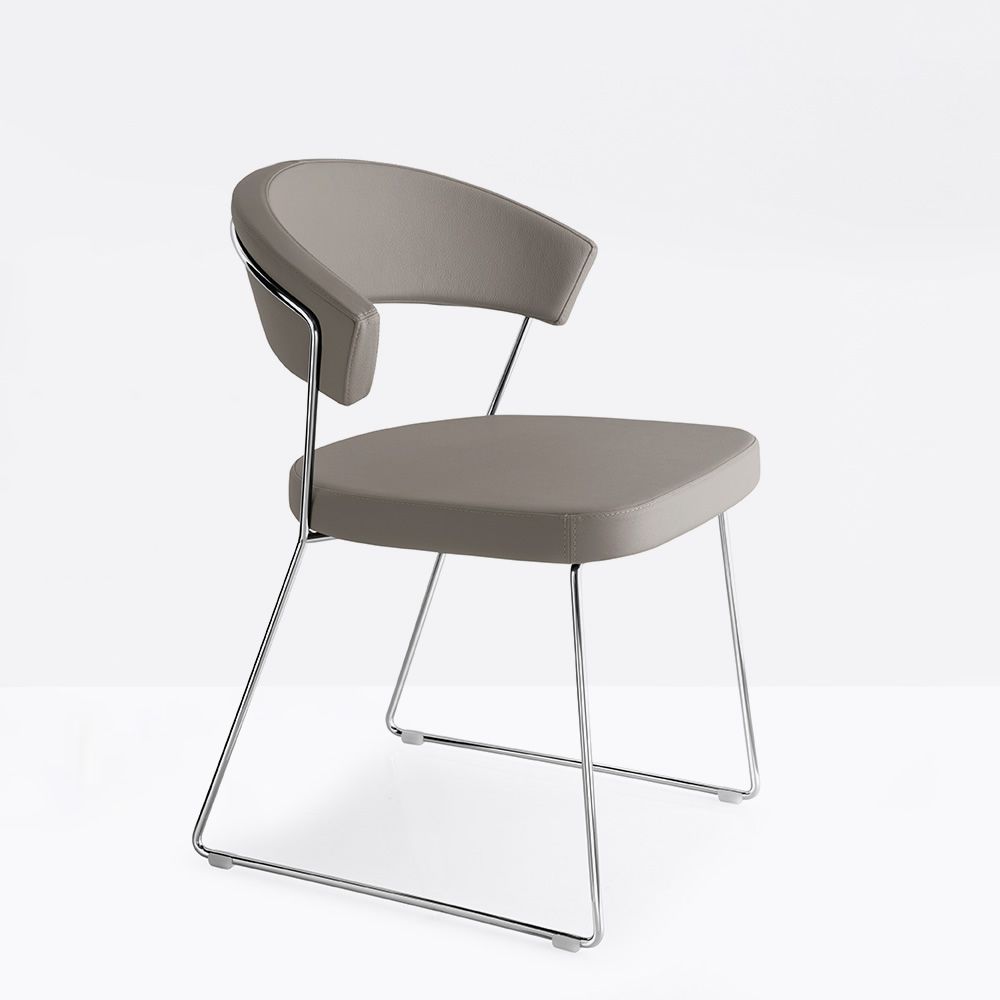 CB1022LH New York Connubia Calligaris metal chair, with leather