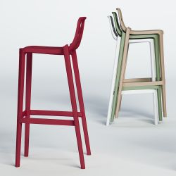 Isidoro - Hoher Hocker für Bars, aus Metall und Polymer, stapelbar