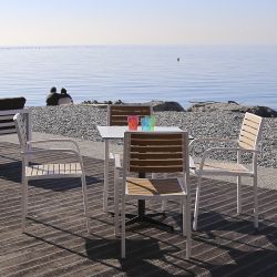 Pearl - Stapelstuhl mit Armlehnen, aus Aluminium, Sitz und Rückenlehne