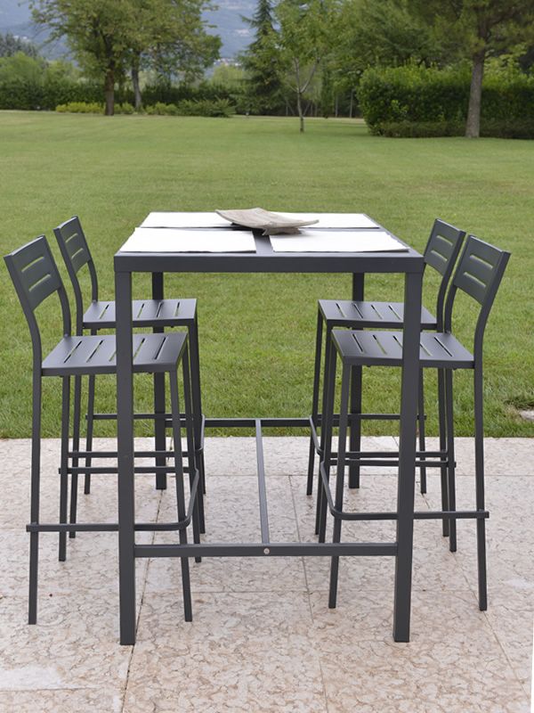 RIG72TH pour Bars et Restaurants Table d'extérieur haute en métal