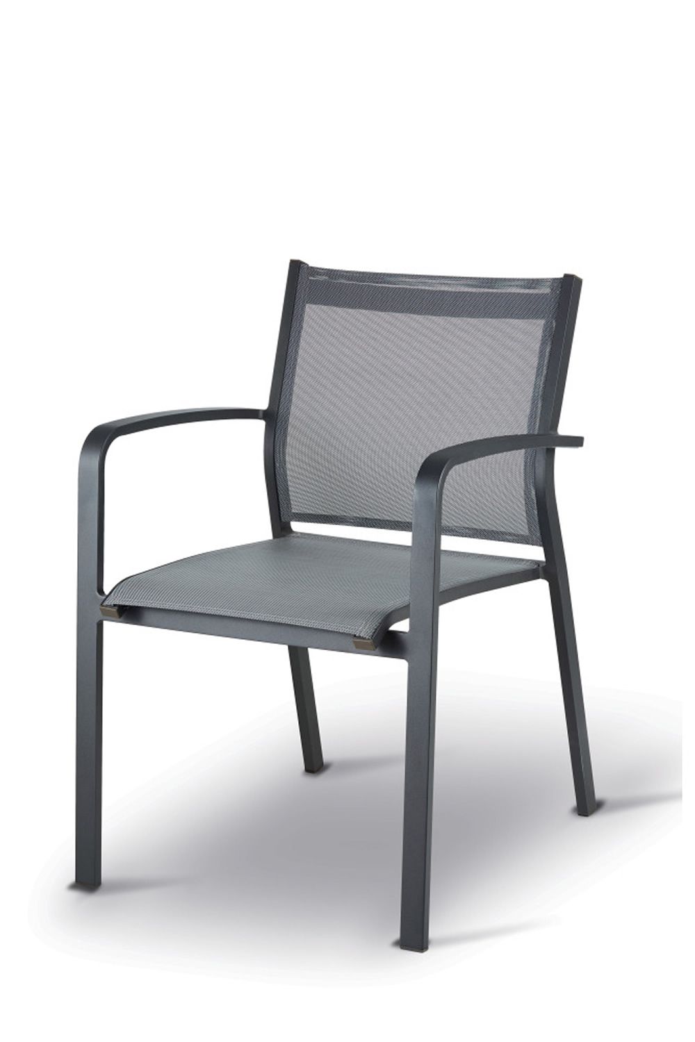 TT936 - Silla con reposabrazos, de aluminio y textilene, apilable, para