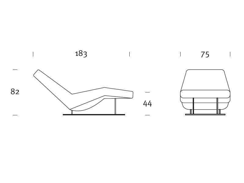 Ethos Modern chaise longue in twotone leather, with massage