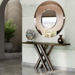 Igor - Fixed console table with metal frame and ceramic, solid wood or ...