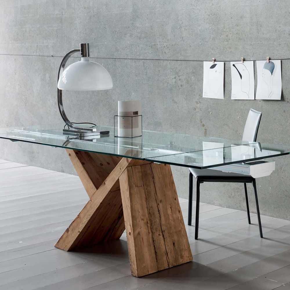 akeo a tavolo di design in legno allungabile con piano