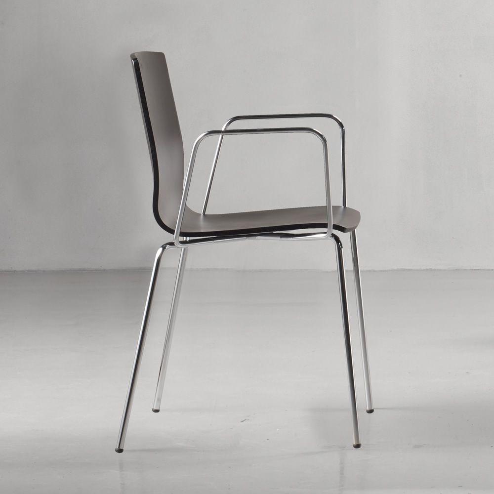 Alice Wood 2845 - Sedia moderna in metallo cromato, seduta in legno ...