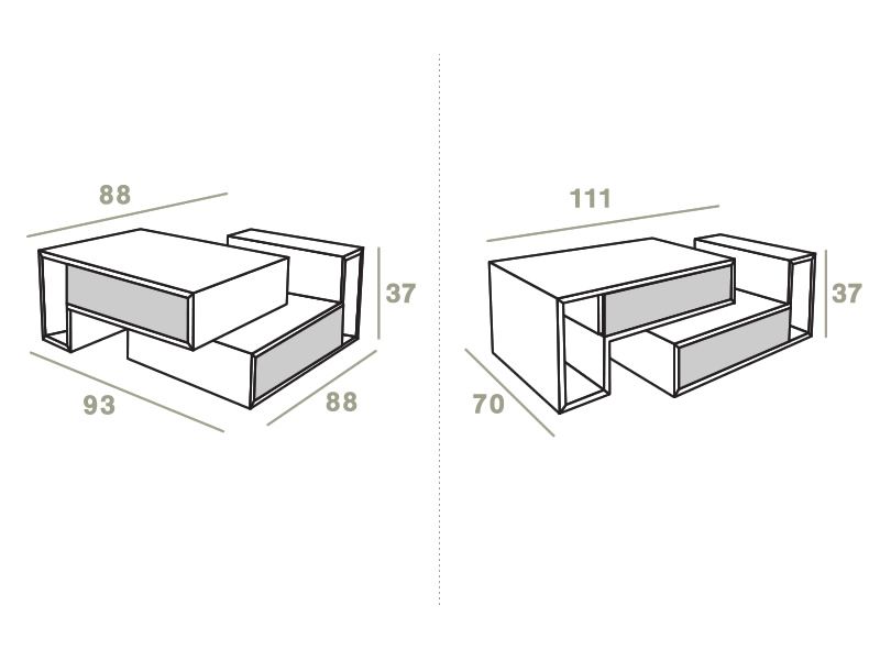 PA361D Table basse en bois laqué, avec tiroir Sediarreda
