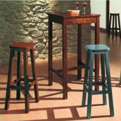 AV309A - Rustikaler Hocker aus Pinienholz, Höhe 80 cm | Sediarreda.com