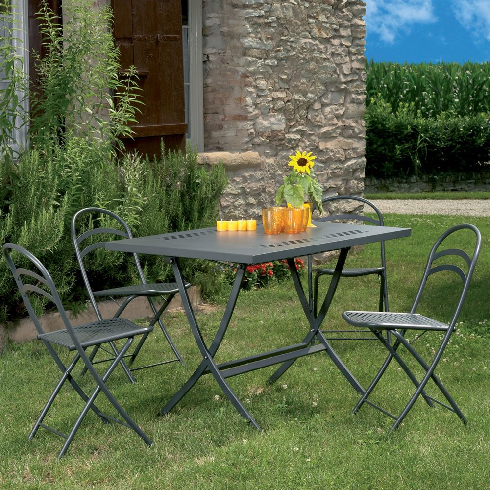 RIG73 - Mesa metálica, plegable, en distintas medidas, para jardín